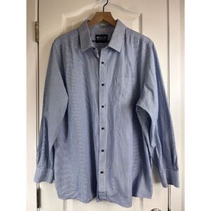 MTAILOR Men's Long Sleeve Button Up Shirt Blue White Stripe Size 2XL - 3XL